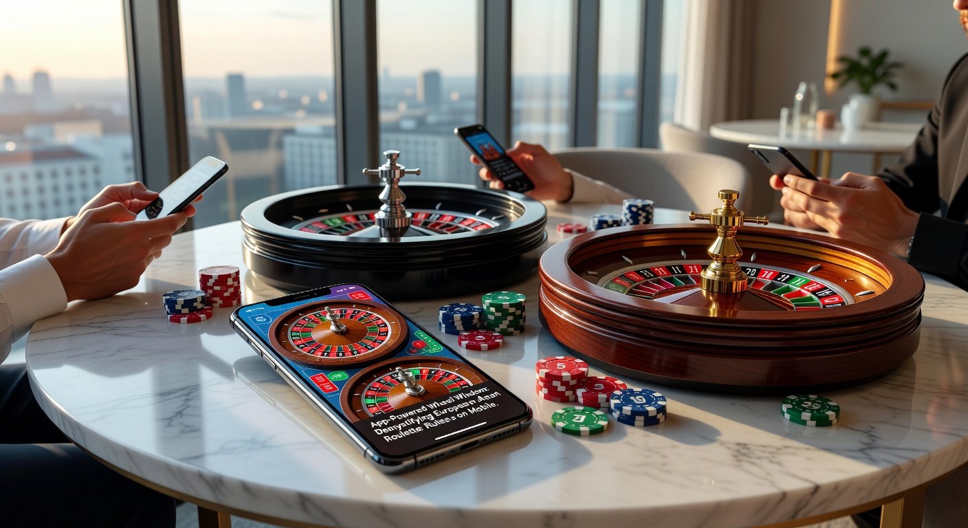 Close-up of a split-screen mobile app comparing European single-zero and American double-zero roulette wheels side by side