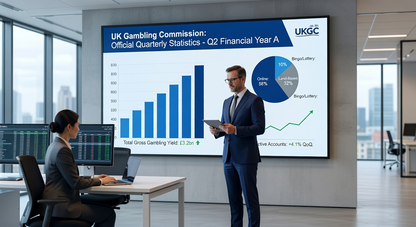 Line graph comparing year-over-year GGY growth in UK gambling sectors, emphasizing the 6.6% rise for Q2 2025