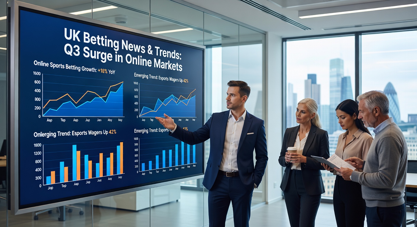 Graph showing UK gambling market trends with declines in betting premises GGY and rises in online slots, based on Gambling Commission data