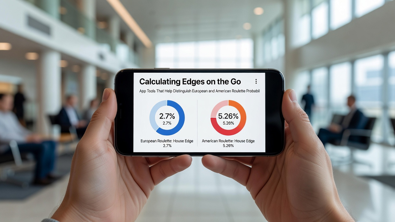Smartphone screen showing side-by-side comparison of house edges and payout probabilities during a live roulette session