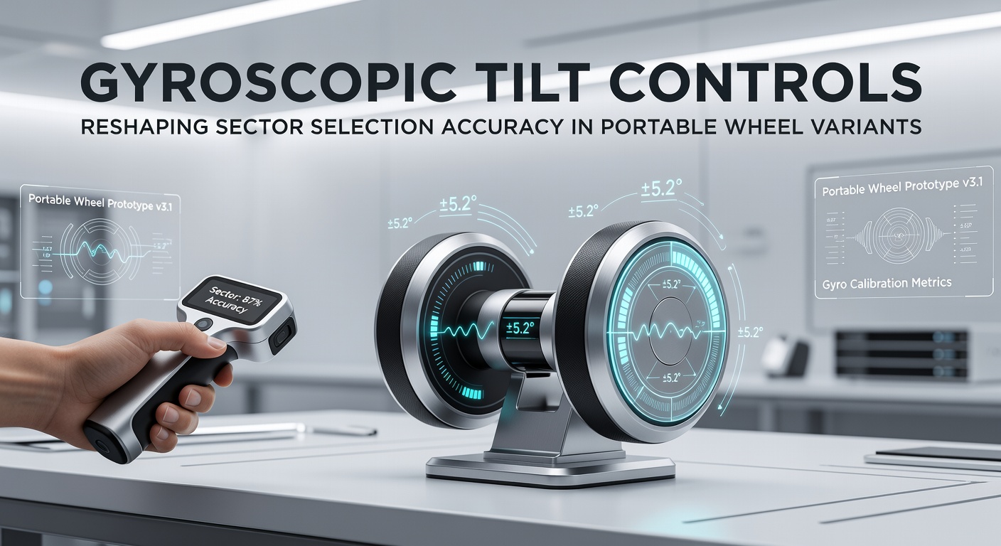 Close-up view of a smartphone displaying a roulette wheel with overlaid gyroscopic sensor indicators highlighting tilt-based sector selection