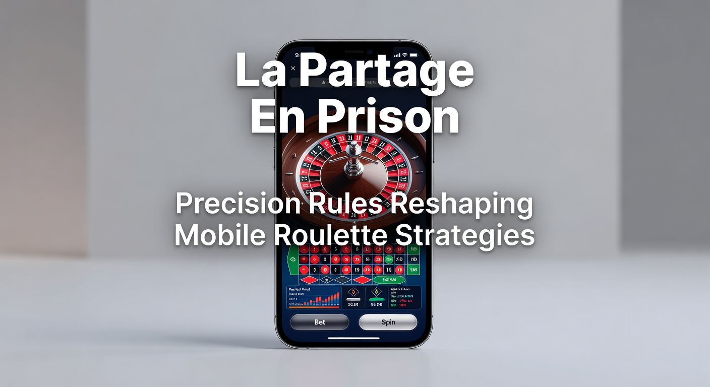 Mobile phone screen displaying a French roulette table with En Prison marker on a red bet, zero pocket highlighted, and strategy overlay