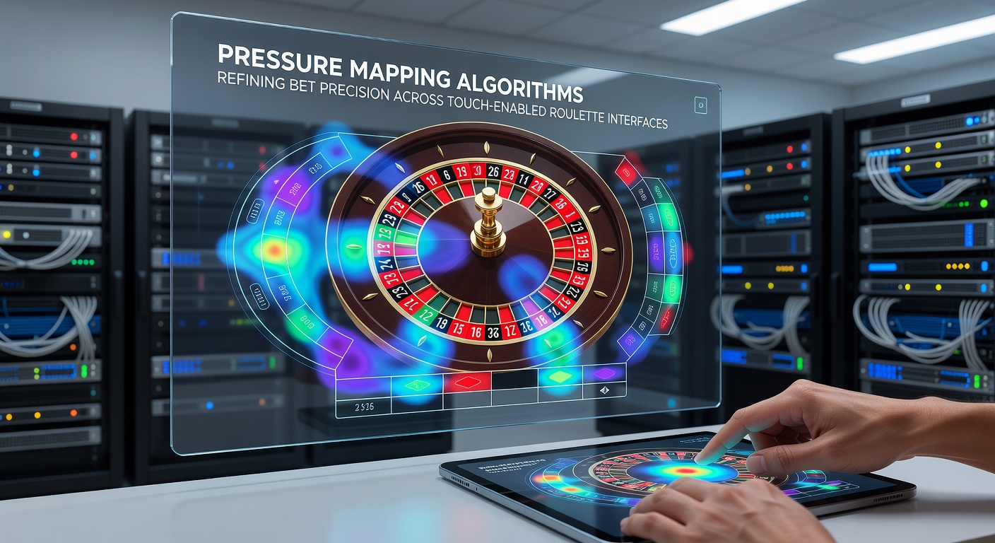 Illustration of pressure mapping zones overlaid on a digital roulette table layout showing graduated force levels for different bet types