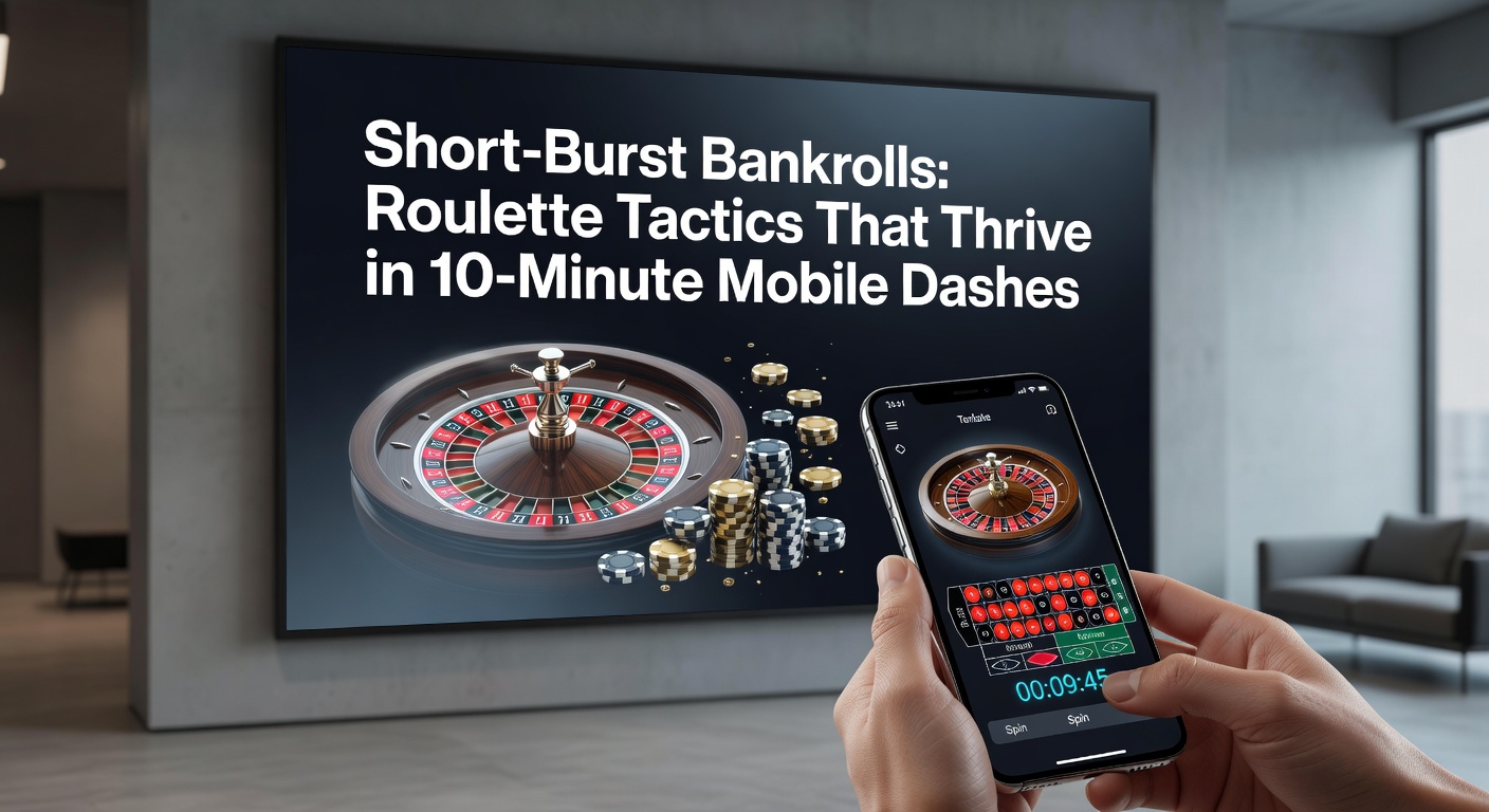 Close-up of roulette wheel spinning on a mobile device, overlaid with bankroll tracker showing quick wins in a 10-minute session
