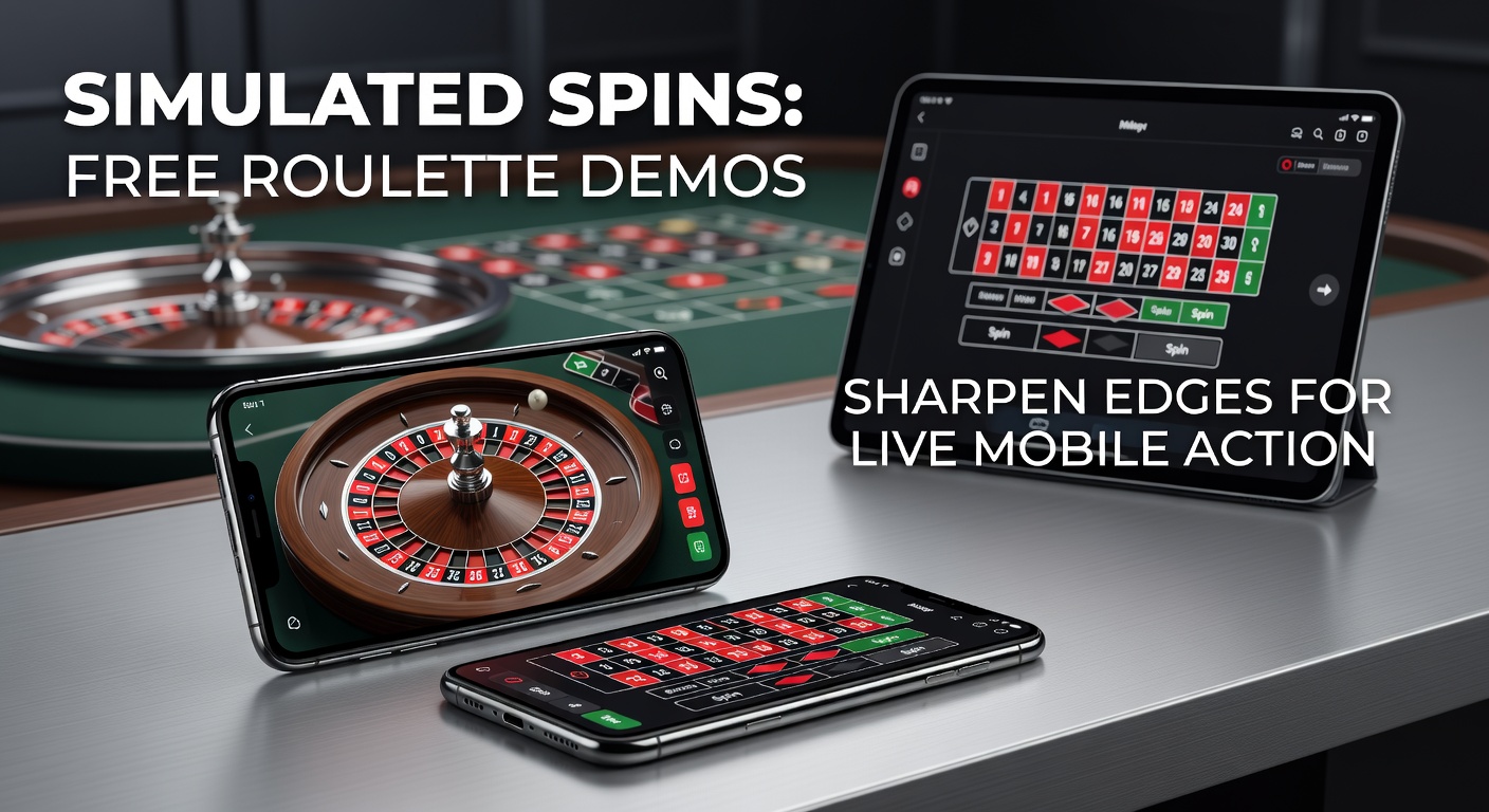 Mobile screen showing a free roulette demo interface with spinning wheel and bet options, transitioning to live dealer view