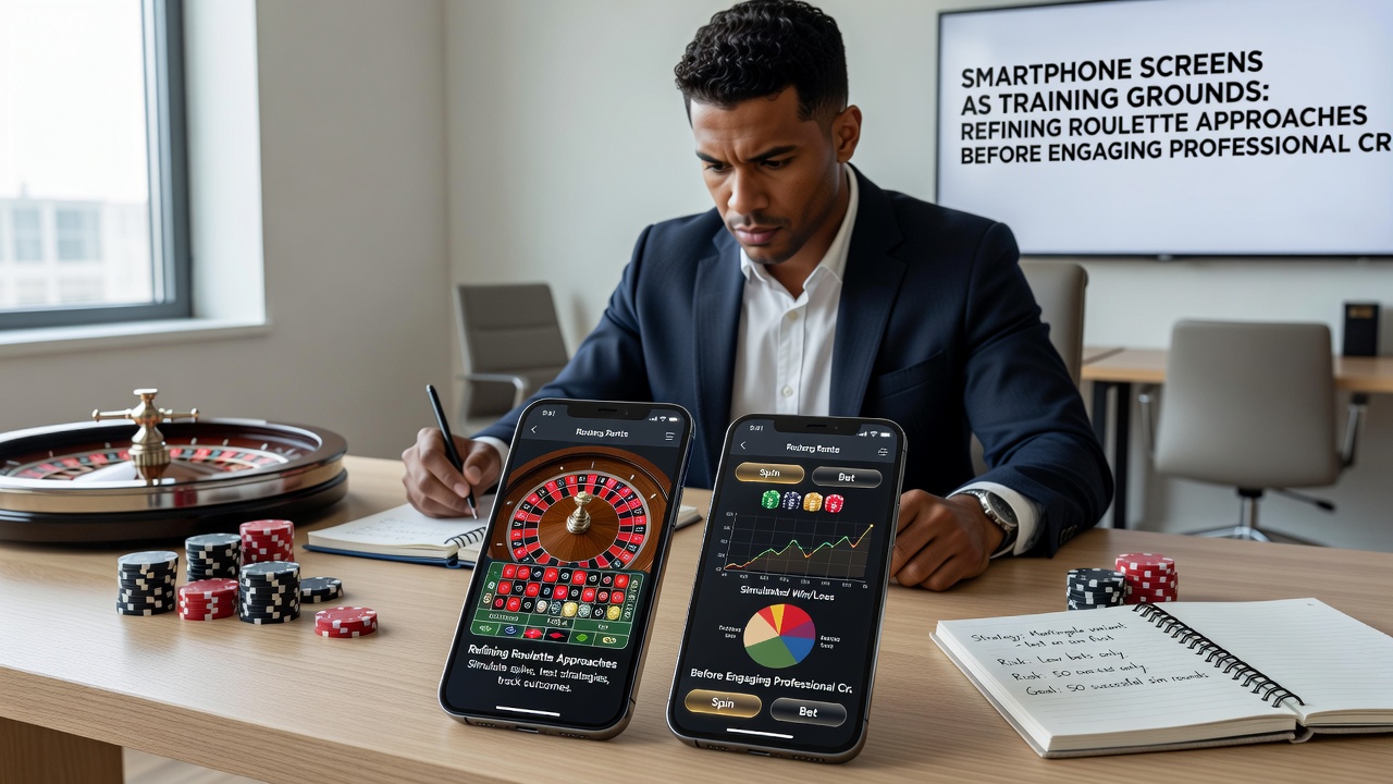 Close-up view of a smartphone roulette session showing chip placement and outcome tracking features