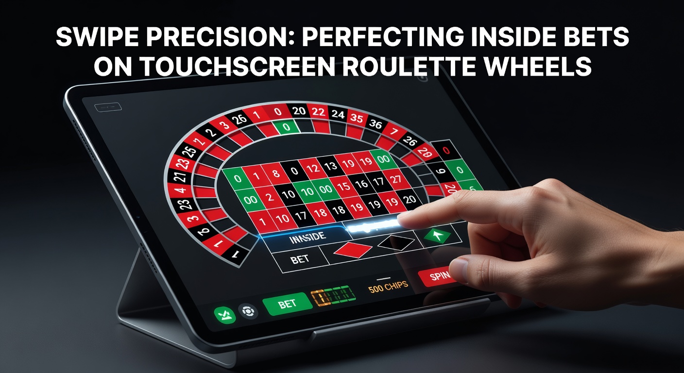 Close-up of a finger swiping precisely on a touchscreen roulette wheel displaying inside bet options like straight-up numbers and splits