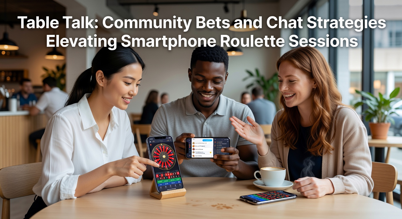 Players engaging in lively chat during a mobile roulette session, sharing strategies on a smartphone screen
