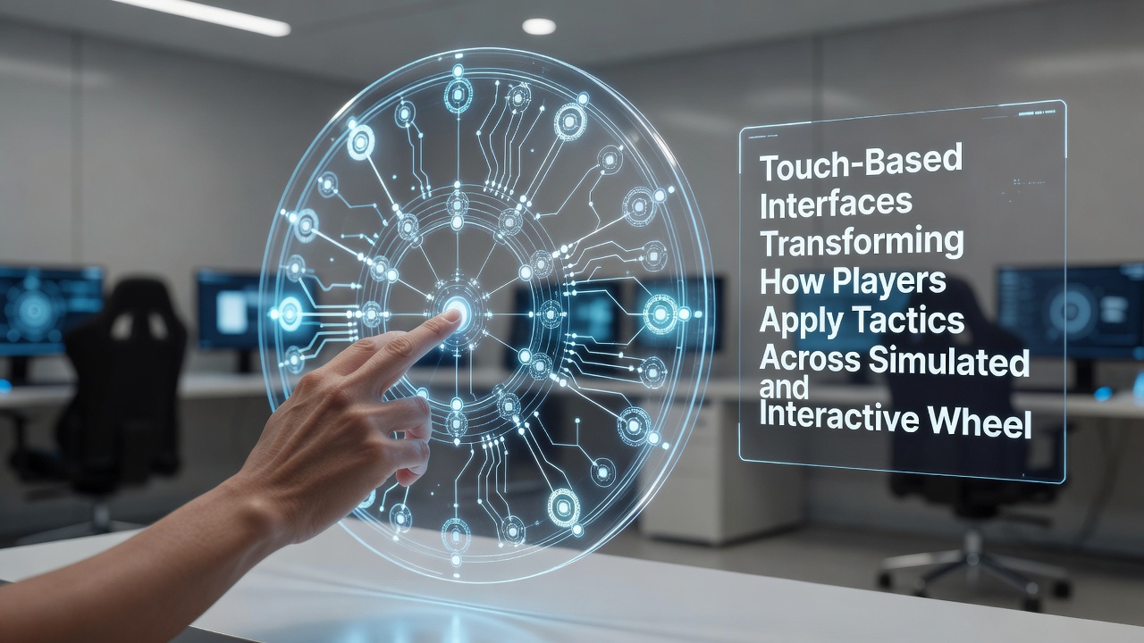 Close-up of multi-touch gestures applied to an interactive wheel simulation interface