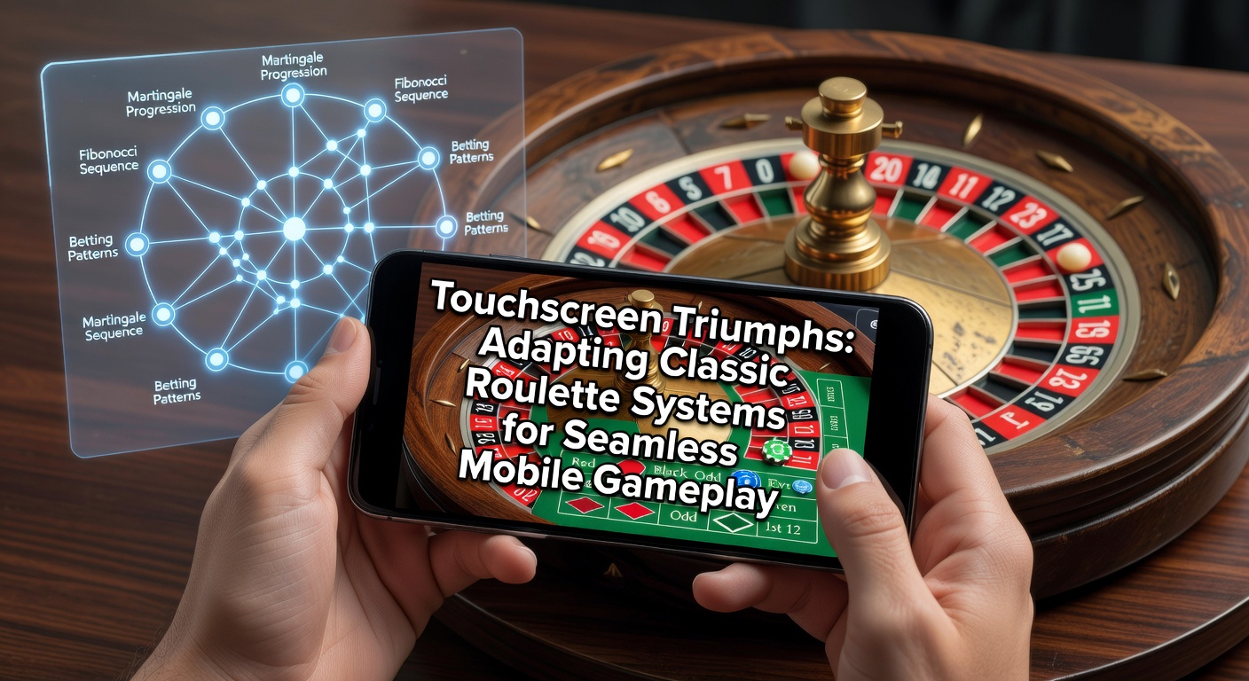 A sleek mobile device displaying a vibrant roulette wheel interface, with fingers hovering over touchscreen betting options during a spin