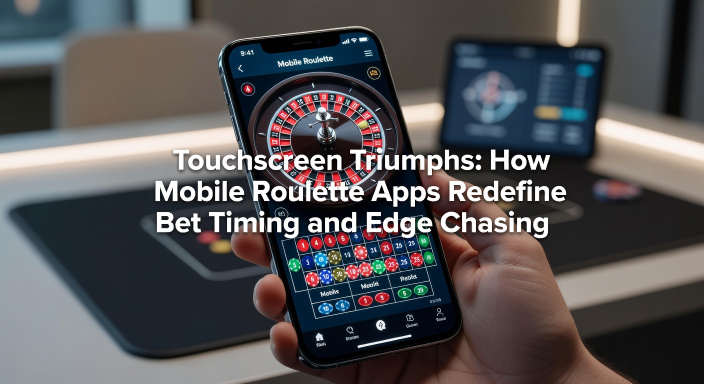 Smartphone screen displaying a vibrant mobile roulette app interface with spinning wheel and touch bet placements